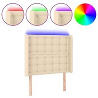 cabecero cama  panel de cabecera con led de tela color crema 93x16x118128 cm