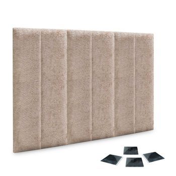 Dhome Juego De 6 Paneles Tapizados De Lana Ecológica Pack Autoadhesivos Para Pared Acústicos Absorbentes Protección (marrón Claro, 60x20cm, X6)