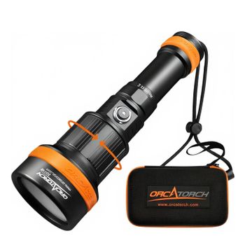 ORCATORCH ZD710 - Lámpara de buceo LED con zoom, 1500 lúmenes, lámpara de buceo con 4 modos, foco 2 en 1 y reflector, IP68, resistente al agua, linterna subacuática con batería para buceo submarino
