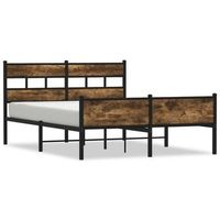 cama de matrimonio  cama de adulto  estructura de cama sin colchon madera roble ahumado 137x190 cm