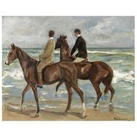 legendarte - cuadro lienzo impresion digital - dos caballeros en la playa - max liebermann - decoracion pared cm 50x60
