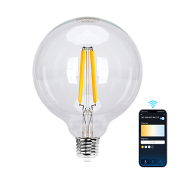 Aigostar Bombilla LED inteligente. Bombilla Alexa LED vintage, G125 Transparente tipo globo, 6W 850LM E27, regulable cálida a fría 2700K a 6500K. Compatible con Alexa y Google home