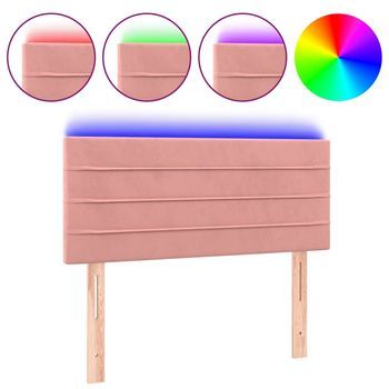 Cabecero Cama | Panel De Cabecera Con Led De Terciopelo Rosa 90x5x78/88 Cm