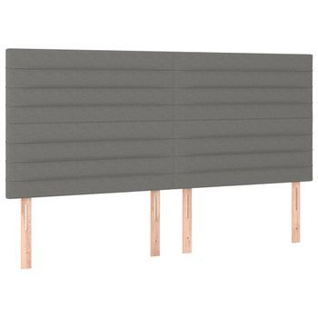 Cabecero Cama Mueble De Dormitorio Con Luces Led Tela Oscuro 160 X 5 X 118/128 Cm Gris M02_0002378