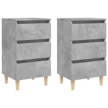 Mesitas De Noche 2 Uds Patas Madera Gris Hormigón 40x35x69 Cm Vidaxl
