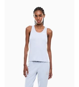 EA7 para mujer. 7W001147_AF12945 Camiseta de tejido técnico Natural Ventus7 blanco (M), Azul, Deportivo, Sin mangas / Tirantes, Poliéster Re