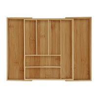 caja de cubiertos de bambu extensible natural