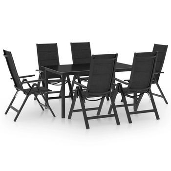 Juego De Comedor Para Jardín 7 Piezas Aluminio Gris Antracita Vidaxl