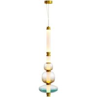 lampara colgante de cristal - led - buyu azul
