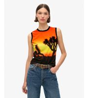 superdry para mujer w6011959a camiseta de tirantes con subestampado naranja negro m casual algodon sin mangas  tirantes