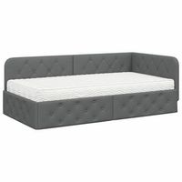 estructura de cama en esquina gris oscuro 90 x 190 cm tela vidaxl
