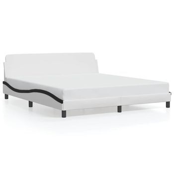 Estructura De Cama Dover Cuero Sintético Blanco Negro 180x200 Cm Vidaxl