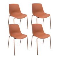 conjunto de 4 sillas en polipropileno y metal - asiento de diseno ideal para comedor y cocina - 55 x 82 x 51 cm - color marron