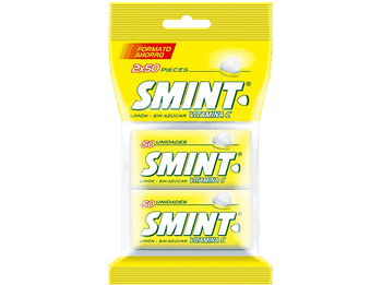 Caramelos - Smint Twinpack (by Chupa Chups), Sabor Limón, Sin gluten, azúcar, Vitamina C, 2x50 unidades, 70g