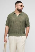 polo plus recto oversize de punto con rayas verde