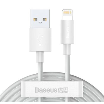 Cable USB a Lightning Baseus Simple Wisdom 1,5 m 2,4A Blanco 2 unidades