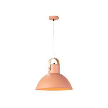 Lámpara de techo Frida rosa de metal y madera E27
