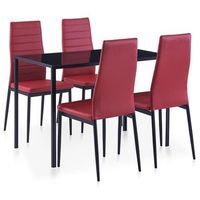 juego de comedor - conjunto de mesa y sillas  moderno 5 piezas color vino tinto