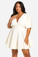 vestido plus skater plisado blanco