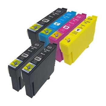 Compatible Multipack Epson T02W14/T02W44 Full Set + 2 EXTRA Black Ink Cartridges (6 Pack)
