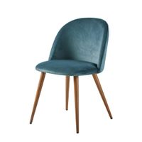 silla de comedor de terciopelo azul pavo real