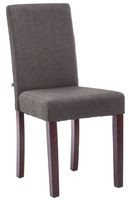 silla con patas de madera y asiento en tela gris oscuro