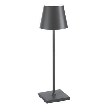 Lámpara De Mesa Led Zafferano Poldina Pro Gris Oscuro Recargable Regulable Hasta 12 H Ip65 Apta Exterior
