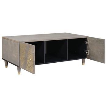 Mesa De Café | Mesa De Centro Gris 100 X 54 X 40 Cm Madera De Mango Maciza