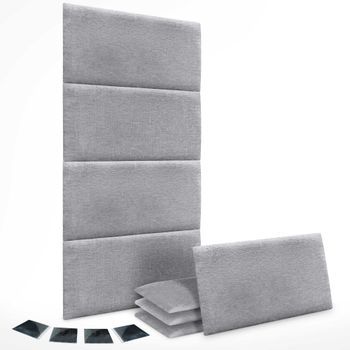 Dhome Juego De 8 Paneles Tapizados De Lana Ecológica Pack Autoadhesivos Para Pared Acústicos Absorbentes Protección (gris Claro, 50x40cm, X8)