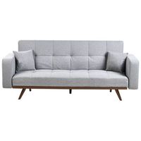 sofa cama 3 plazas tapizado con patas de hierro y reposabrazos rectos gris hjulby