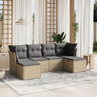 conjunto de sofas jardin con cojines beige mezcla 6 uds  mueble jardin mesa y sillas ratan pe cfw650772
