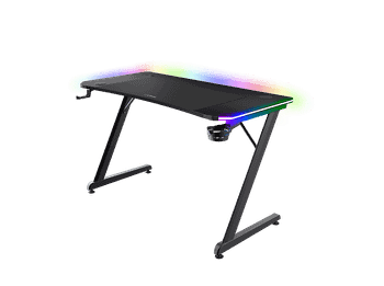 Mesa gaming - Trust GXT710, Iluminación RGB, Cargador Inalámbrico, Negro