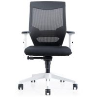 silla de oficina rocada ergoline 908w-4 ajuste lumbar malla negra base blanca altura regulable
