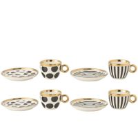 caja con 4 tazas de cafe y platillos 136 x 136 x 18 cm