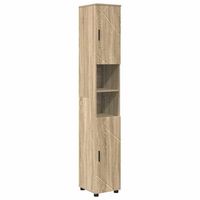 gabinete de bano con puerta roble sonoma 30 x 35 x 192 cm vidaxl
