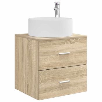 Vanidad Con Lavabo De Pared Roble Sonoma 49,5 X 44,5 X 65,5 Cm Vidaxl