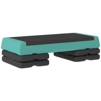 SPORTNOW Step de Aeróbic Step para Fitness Antideslizante Altura Regulable 3 Niveles 77x36x20,5cm Verde y Negro