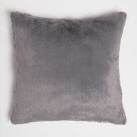 in home recycled polyester faux fur cushion - dark grey