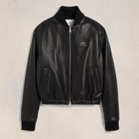 ami padded leather biker jacket - l
