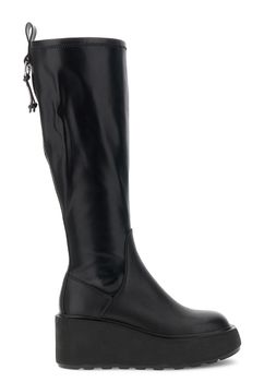 botas de cuña elásticas efecto piel con charm black 41