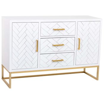 Aparador de 3 cajones y 2 puertas de madera y metal 120x40,5x81