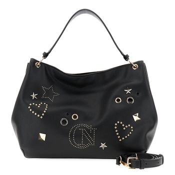 bolso de hombro con remaches y tachuelas black