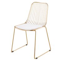 silla de acero epoxi dorado con cojin blanco