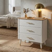 comoda de madera blanca y marron con 3 cajones cm 78x37x80