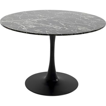 Mesa de comedor mdf negro tapa efecto mármol ø110 cm