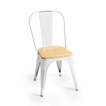 Pack 6 Sillas Torix Madera Natural De Acero Reforzado 85*46*46 Cm - Blanco