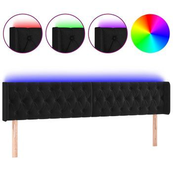 Cabecero Con Led De Terciopelo Negro 183x16x78/88 Cm Vidaxl