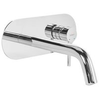 grifo monomando de laton empotrado para lavabo en pared plateado guaiba