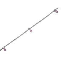 silver pink cubic zirconia anklet - 105in - f2017