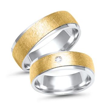 Alianzas 18 quilates oro amarillo-blanco con diamante